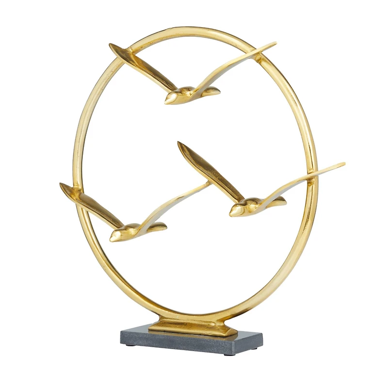 Gold Aluminum Contemporary Sculpture, 17" x 18" x 5"