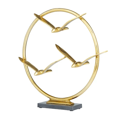 Gold Aluminum Contemporary Sculpture, 17" x 18" x 5"