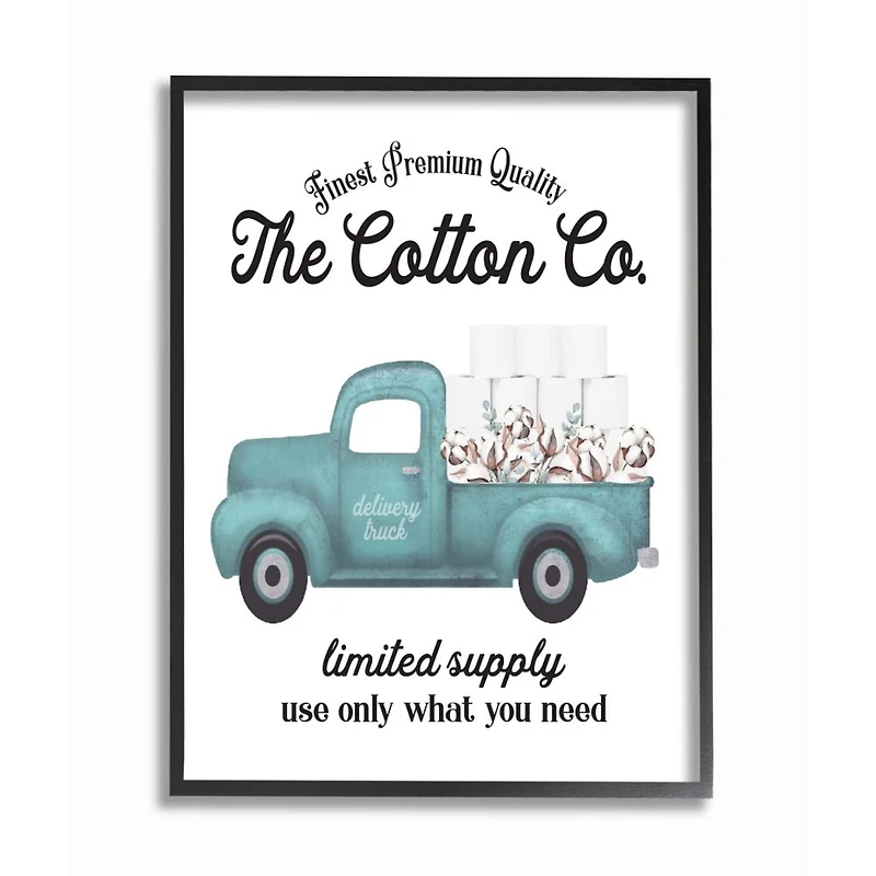 Stupell Industries Toilet Paper Family Bathroom Sign Premium Cotton Truck Framed Wall Art