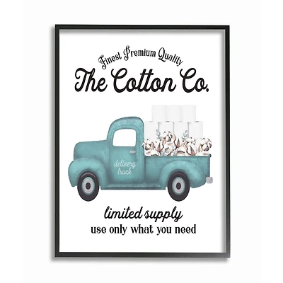 Stupell Industries Toilet Paper Family Bathroom Sign Premium Cotton Truck Framed Wall Art