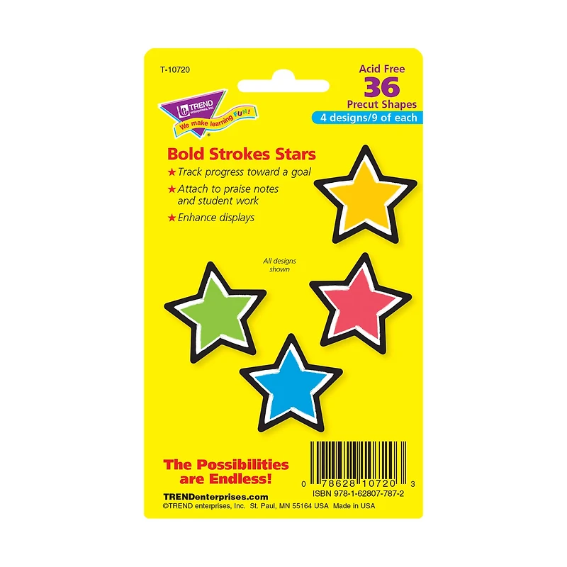 Trend Enterprises® Bold Strokes Stars Mini Accent, 36ct.