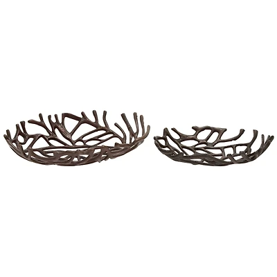 Set of 2" Black Aluminum Coastal Tray, 15", 12"