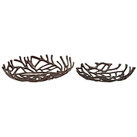 Set of 2" Black Aluminum Coastal Tray, 15", 12"