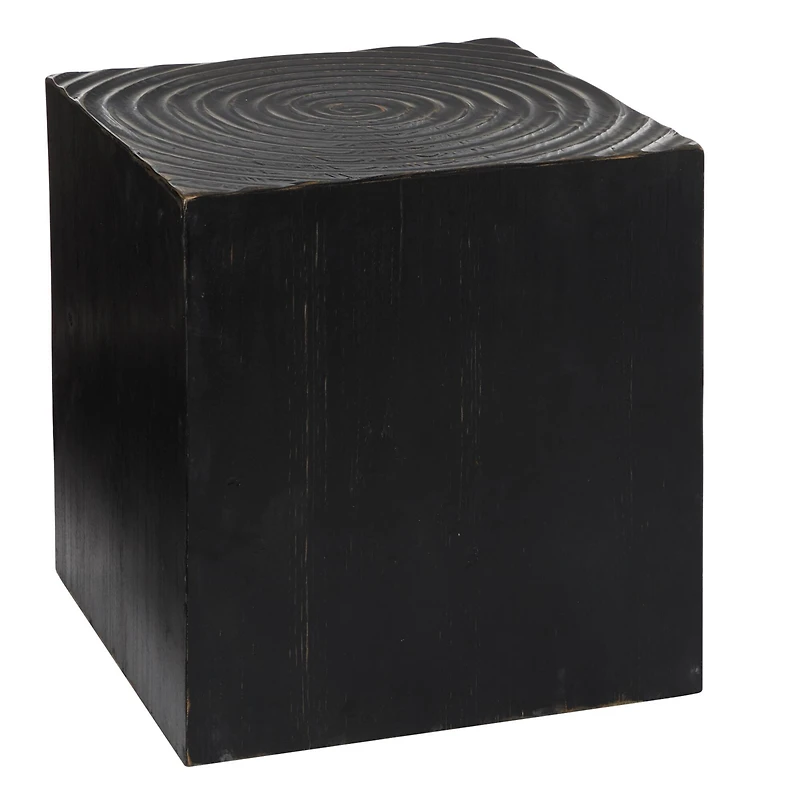 19" Black Rustic Wood Accent Table
