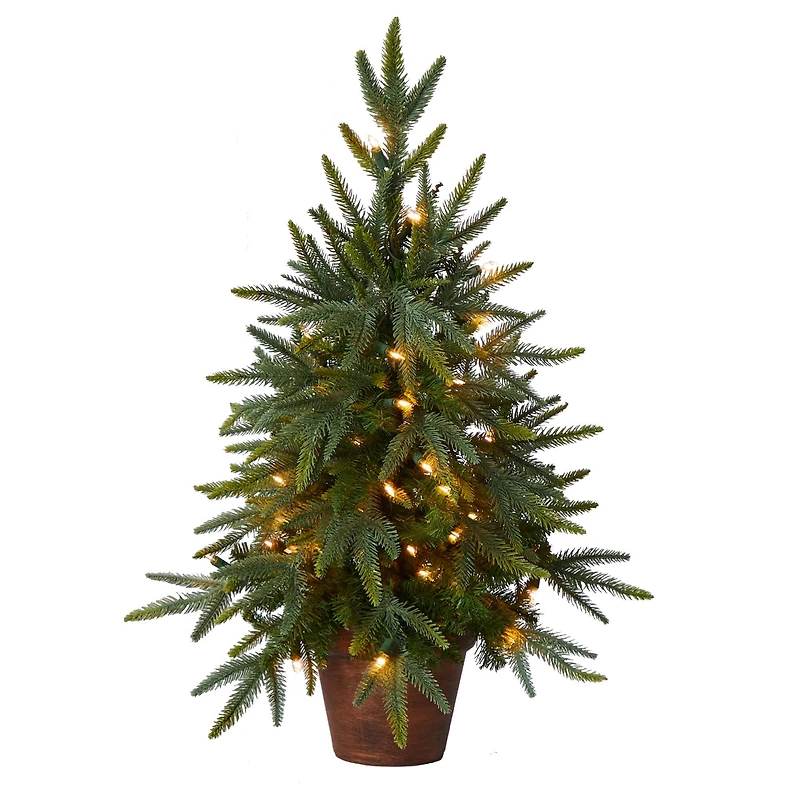 2.5ft. Pre-Lit Christmas Tree with Planter, Clear Lights
