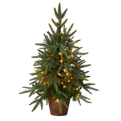 2.5ft. Pre-Lit Christmas Tree with Planter, Clear Lights