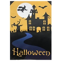 Spooky House Halloween Outdoor Garden Flag with Bats & Witch, 12.5" x 18"