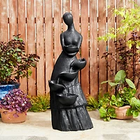 Glitzhome® 39.75" Modern LED 5-Tier Abstract Women Sculpture Outdoor Fountain