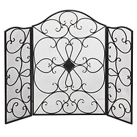 Black Metal Traditional Fireplace Screen, 36" x 49" x 1"