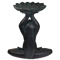22.25" Gray Yoga Frog With Bird Feeder Outdoor Garden Statue
