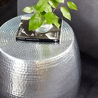 Silver Aluminum Contemporary Accent Table