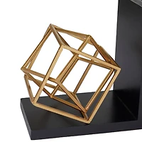 The Novogratz 8" Gold Stainless Steel Overlapping Cube Geometric Bookends with Black Bases Set