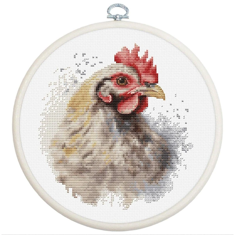 Luca-S The Chicken Counted Cross Stitch Kit with Display Hoop