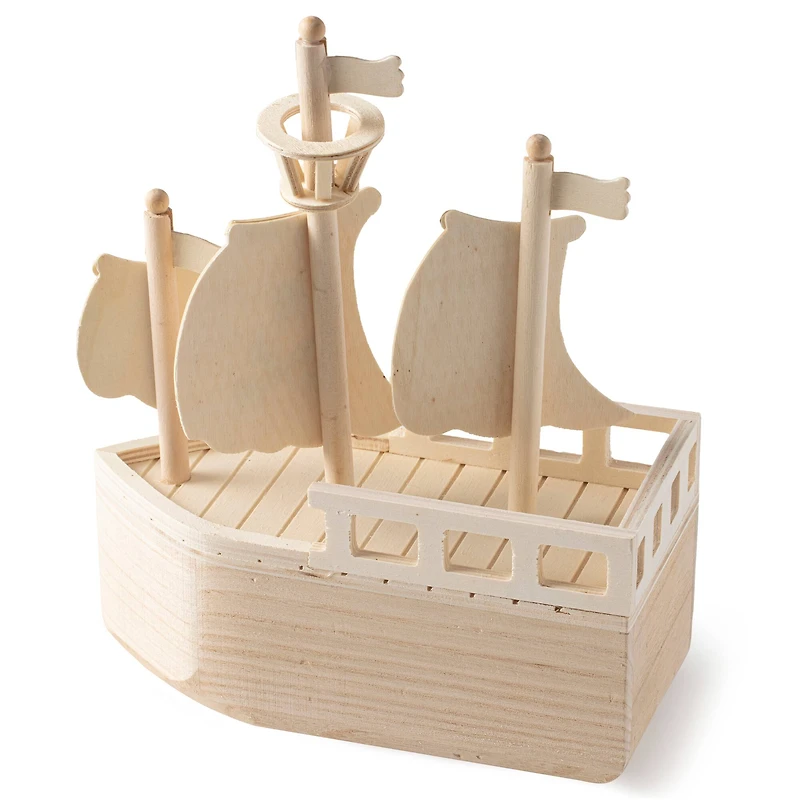 8 Pack: 11" Pirate Ship Wooden Birdhouse by Make Market®