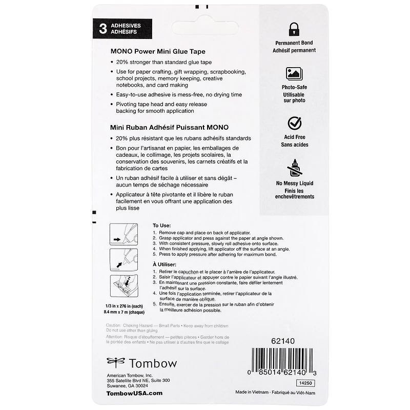 12 Packs: 3 ct. (36 total) Tombow Mini Power Glue Tape Runners