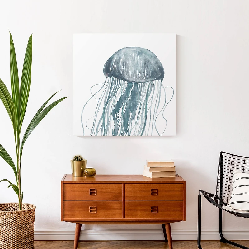 Jellyfish Swimming 24" x 24" Canvas Wall Art