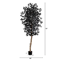 6ft. Artificial Halloween Black Ficus Tree with Natural Trunk
