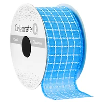 1.5" x 3yd. Faux Linen Wired Grid Ribbon by Celebrate It™ Classic