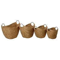 Brown Seagrass Contemporary Storage Basket Set