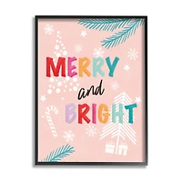 Stupell Industries Merry & Bright Pastel Phrase Framed Giclee Art