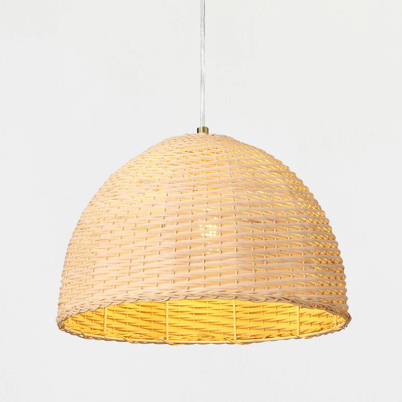 Hello Honey® Calypso Natural Metal & Handwoven Wicker Dome Ceiling Light