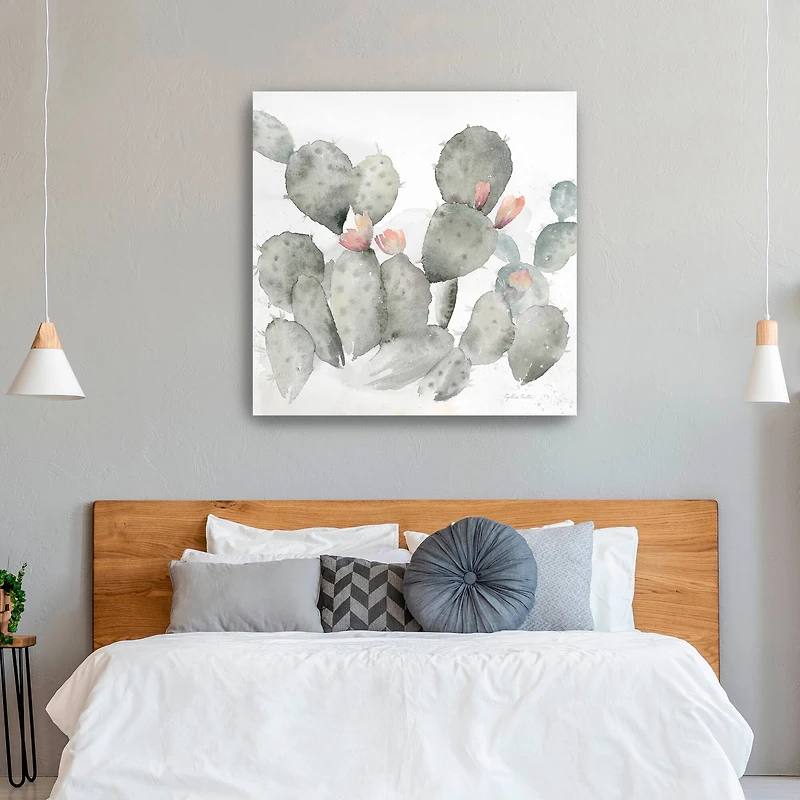 Cactus Garden Gray Blush I Canvas Giclee