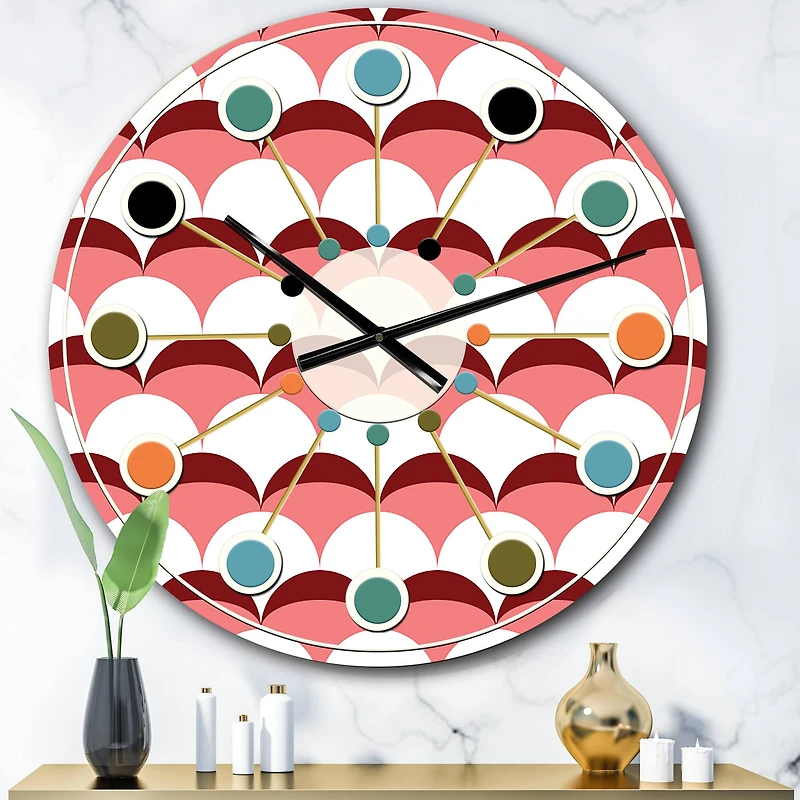 Designart Geometrical Retro Design V Mid-Century Modern Wall Clock