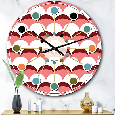 Designart Geometrical Retro Design V Mid-Century Modern Wall Clock