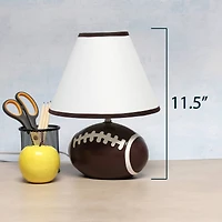 Simple Designs™ 11.5" Football Base Table Lamp with White Shade Brown Trim