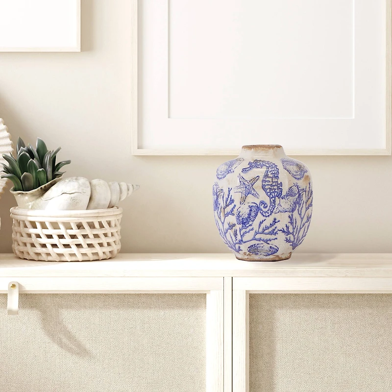 8.5" Nautical Ceramic Decorative Vase