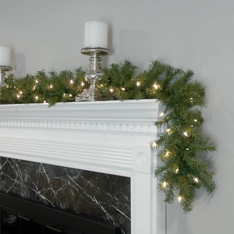 9' x 10" Pre-lit Norwood Fir Artificial Christmas Garland with 50 Concave Soft White LED Lights
