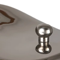 Hello Honey 1-Quart Stainless Steel Double-Wall Ice Bucket with Handle and Curved Lid, Brushed Nickel Finish