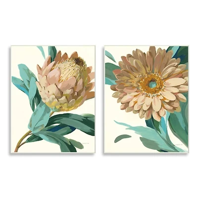 Stupell Industries Garden Flower Details Minimal Green Tan Painting,10" x 15"