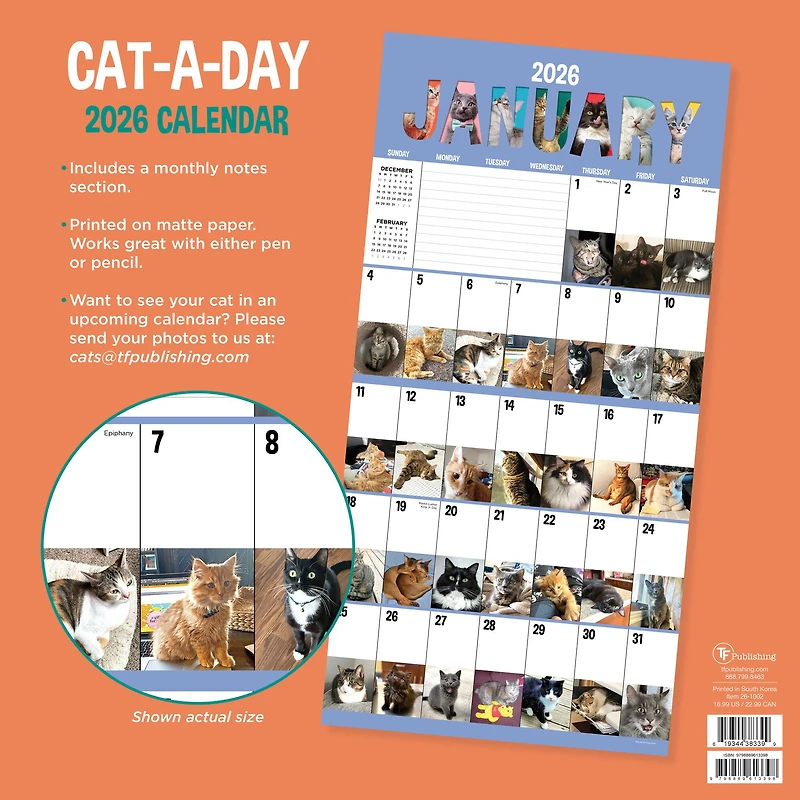 2026 Cat-A-Day Wall Calendar