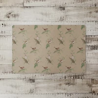 Pine & Birds on Brown Floor Mat