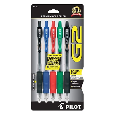 Pilot® G2 Assorted Colors Retractable Gel Ink Rolling Ball Pen Set