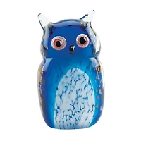 4.5" Blue Art Glass Owl Figure