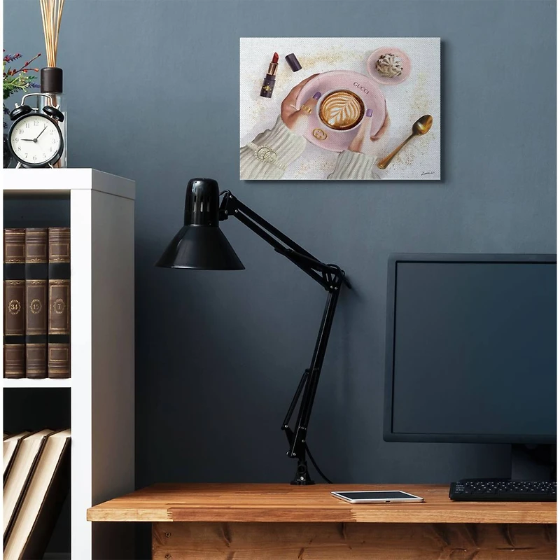 Stupell Industries Women's Glam Fashion Coffee Latte Art Designer Brand Canvas Wall Art