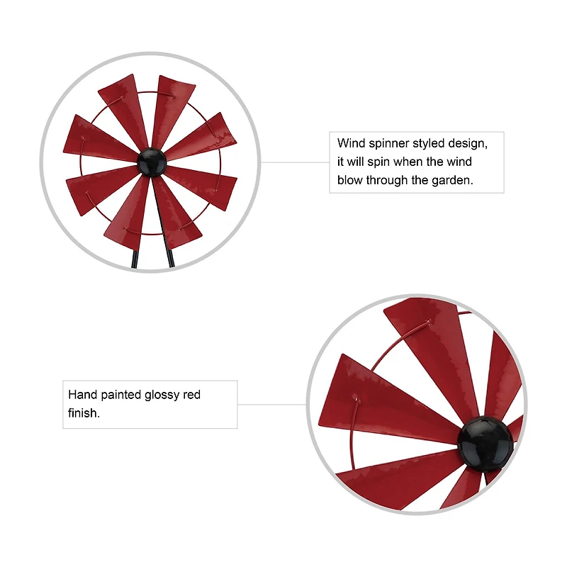 Glitzhome® 3.5ft Red Metal Wind Spinner Yard Stake