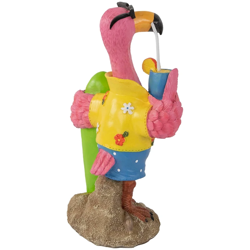 11.5" Tropical Pink Flamingo Outdoor Garden Statue