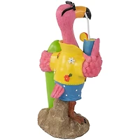 11.5" Tropical Pink Flamingo Outdoor Garden Statue