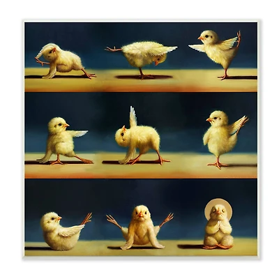 Stupell Industries Yoga Chicks Stretching Farm Animals Funny Exercise Painting,12" x 12"