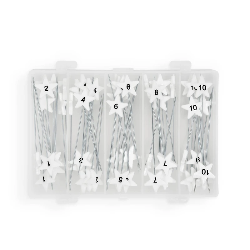 Dritz® White Star Flat Head Pins With Numbers & Directional Arrows, 115ct.
