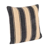 Hello Honey® 20" Black & Cream Striped Cotton Blend Chenille Pillow
