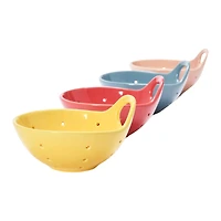 Hello Honey® 5" Rustic Stoneware Fruit Strainer Berry Bowls, 4ct.