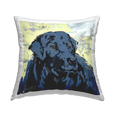 Stupell Industries Abstract Blue Labrador Dog Rustic Yellow Pattern Throw Pillow, 18" x 18"