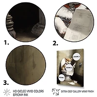 Designart 'Silly Corgi Reading News On Toilet' Animals Canvas Wall Art