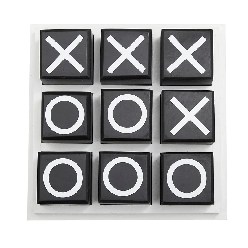 9" Black Wood Tic-Tac-Toe Game Set