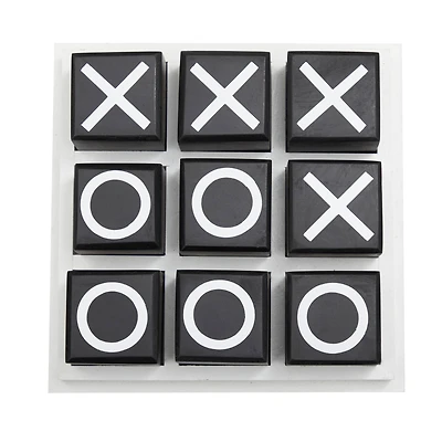 9" Black Wood Tic-Tac-Toe Game Set