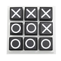 9" Black Wood Tic-Tac-Toe Game Set